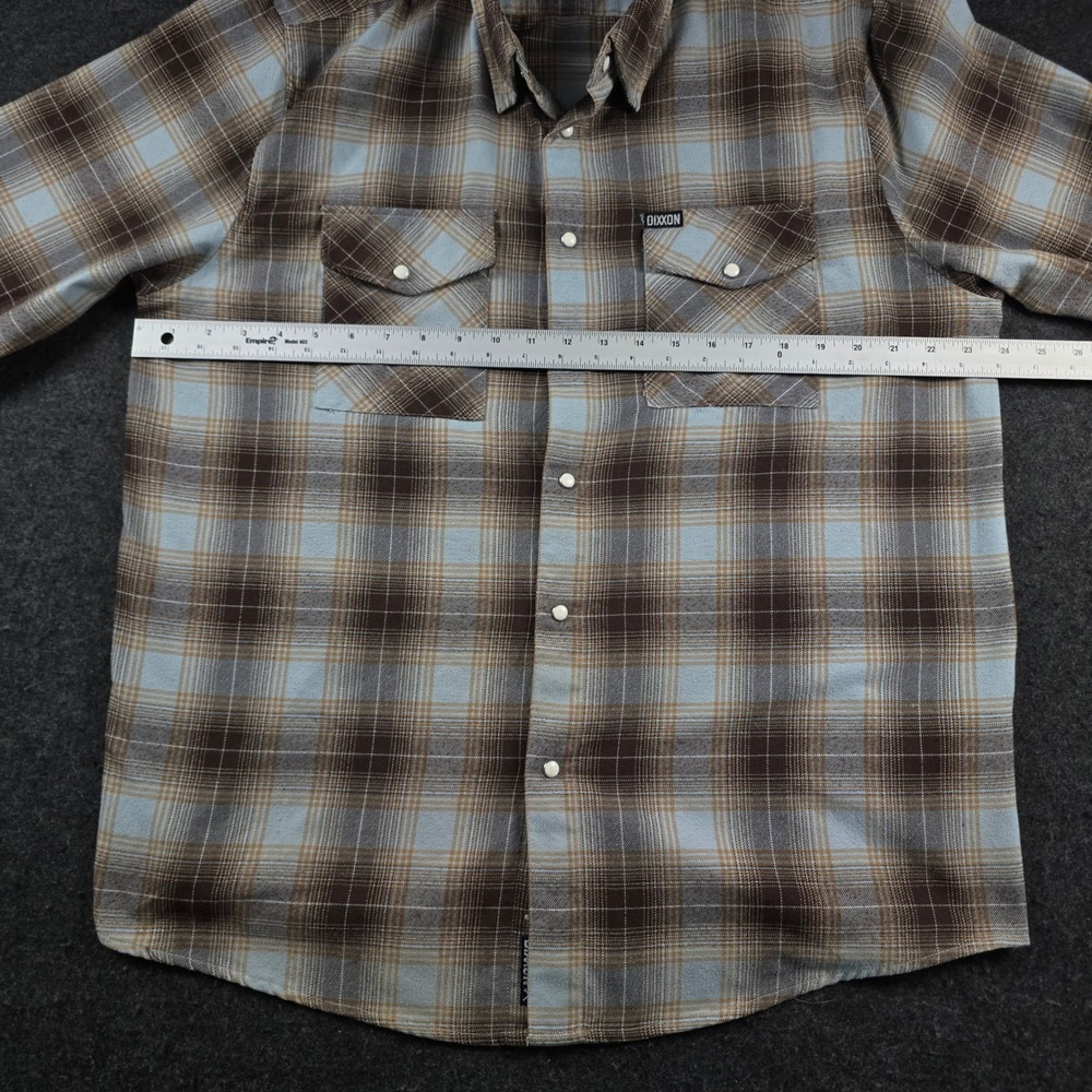 Dixxon Flannel Brown Blue Shadow Plaid Snap Button Work Shirt Grunge Men's L - Picture 5 of 14